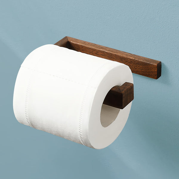 Dérouleur papier toilette bois massif avec plateau — MINIMES