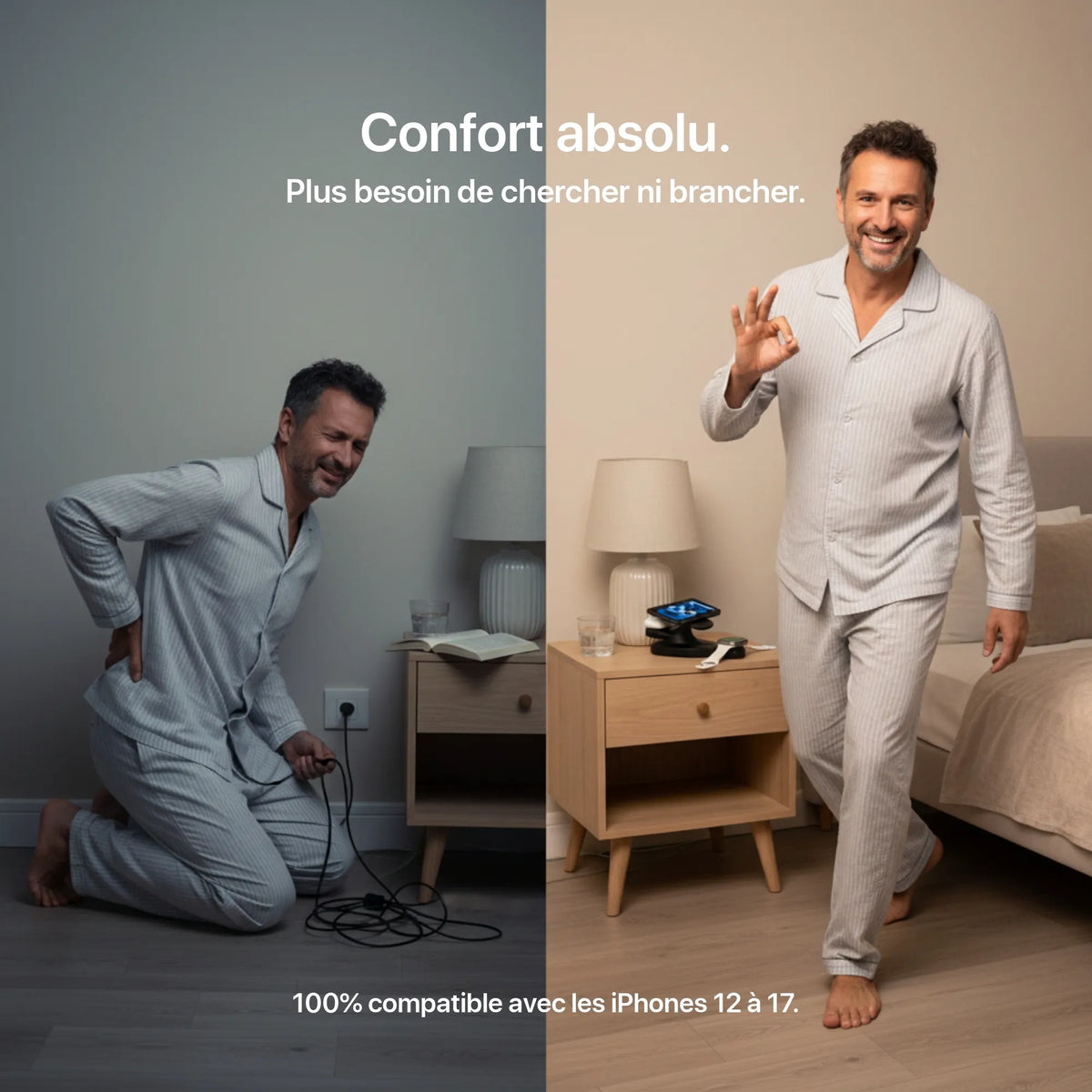 Chargeur sans fil Le Voyageur — station de voyage compact