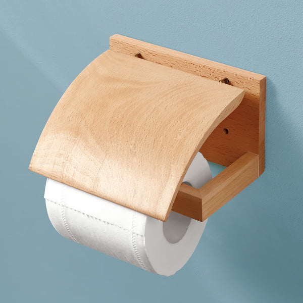 Porte-papier toilette mural en bois massif de chêne rouge