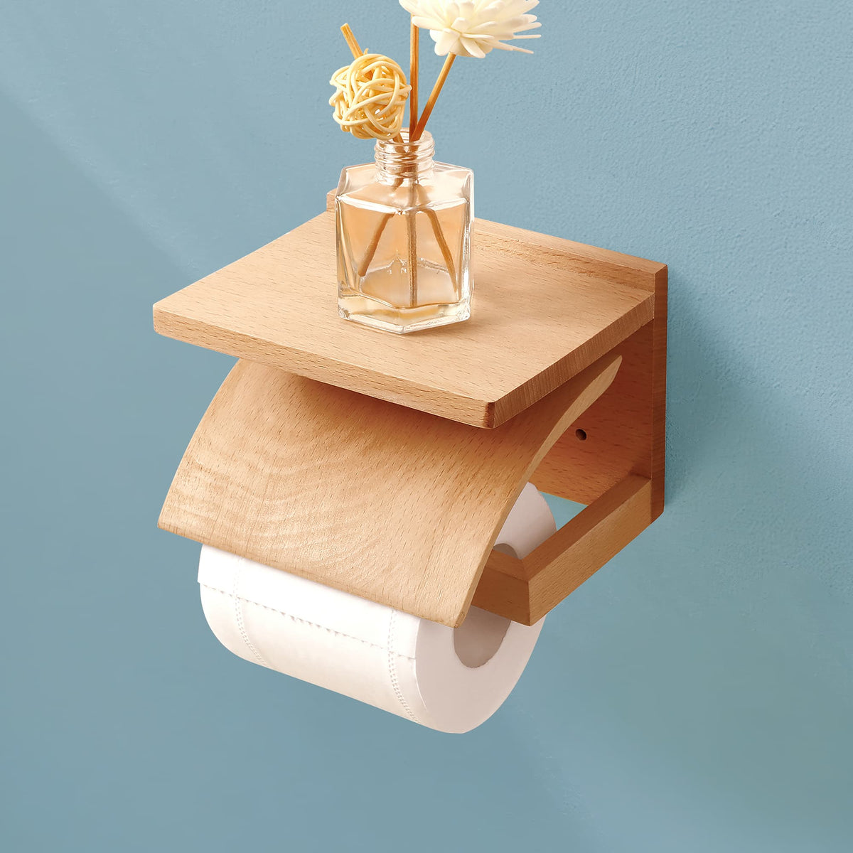 Porte-papier toilette en chêne rouge – Design artisanal bois