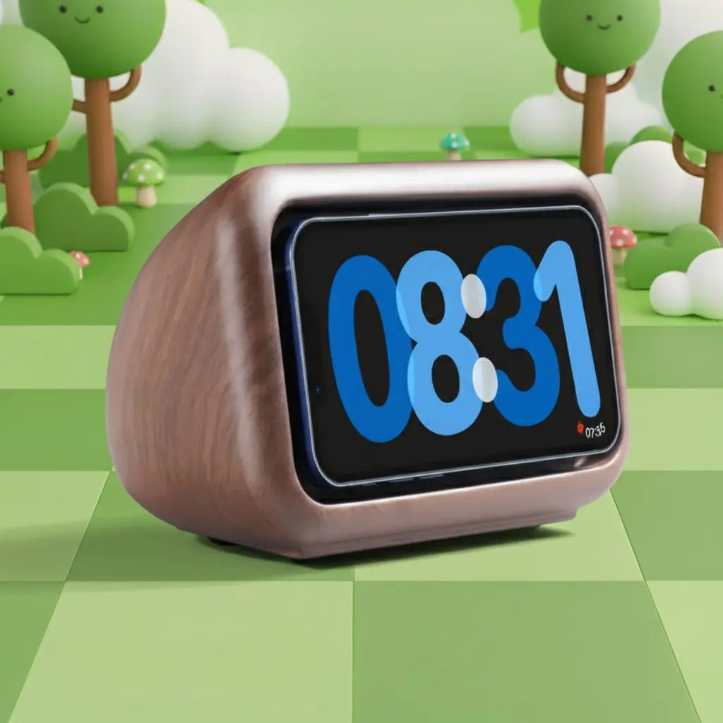 Support MagSafe Horloge Rétro aspect bois déco