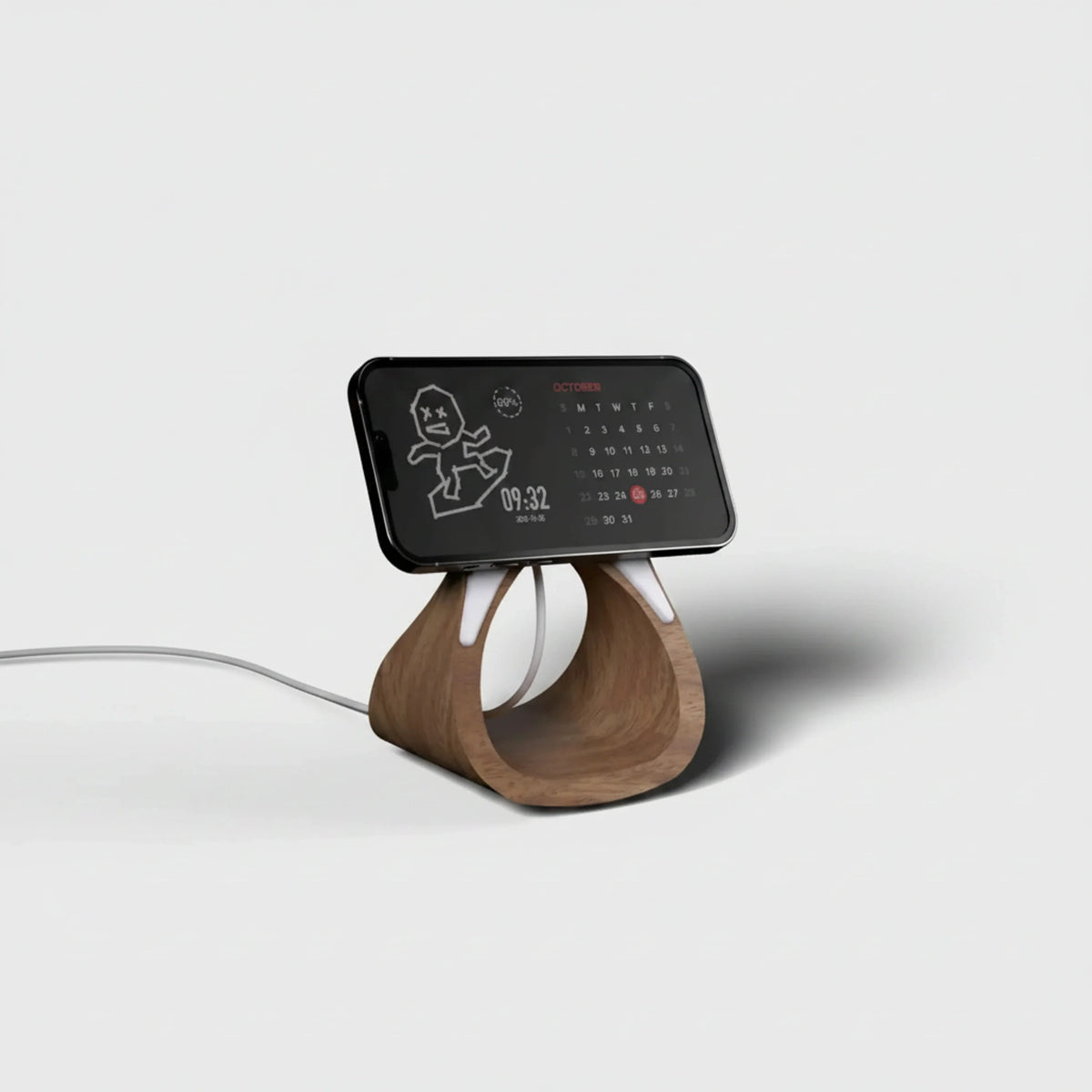 Support MagSafe HaloDock finition bois bureau