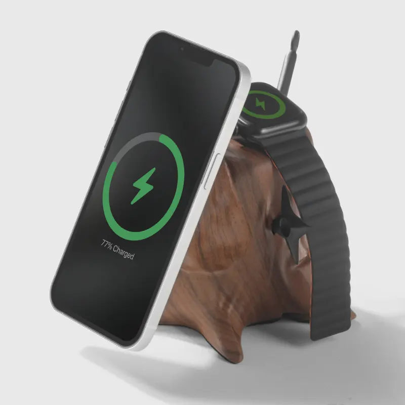 Chargeur induction Moku-san finition bois naturel