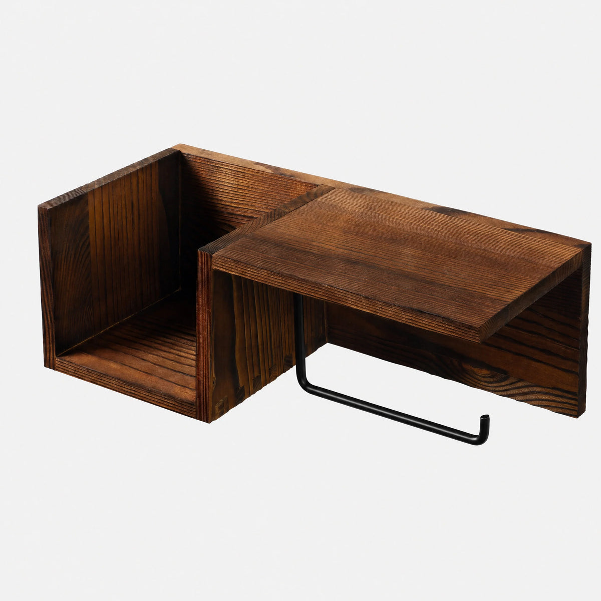 Porte-papier toilette en bois de pin avec tablette