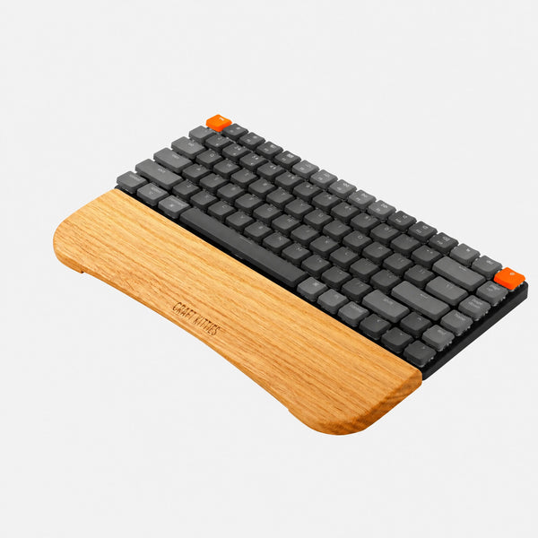 Repose-poignets clavier en bois — noyer poli main, ergonomique