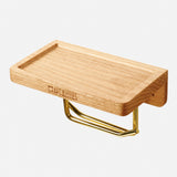 Porte-papier toilette bois noyer — double tube laiton
