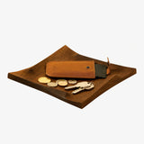 Plateau carré en noyer massif 18,5 cm — déco bureau