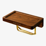 Porte-papier toilette noyer — double barre laiton antidérapant