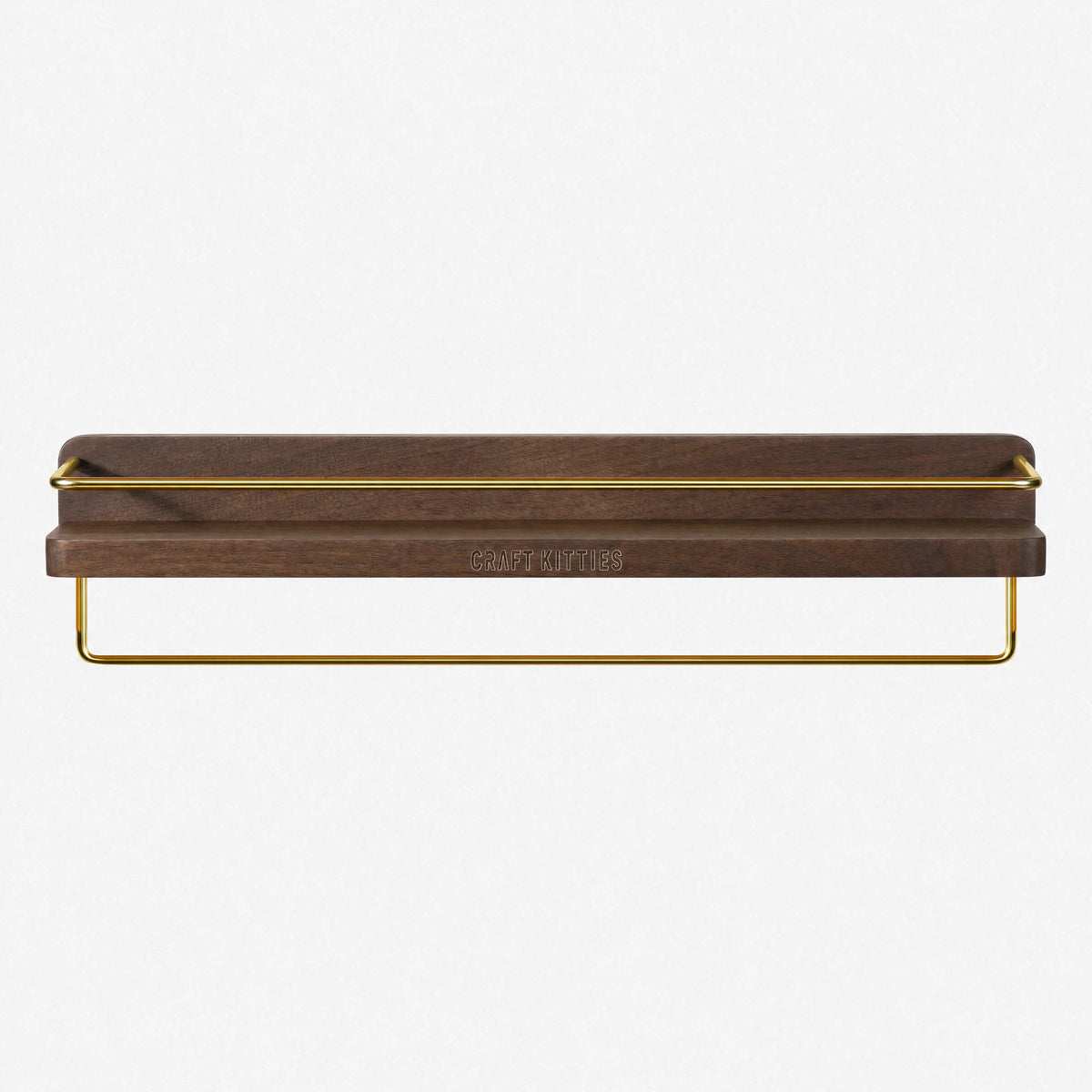 Étagère murale bois avec porte-serviettes — chêne naturel