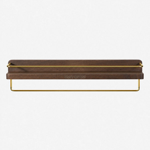 Étagère murale bois avec porte-serviettes — chêne naturel