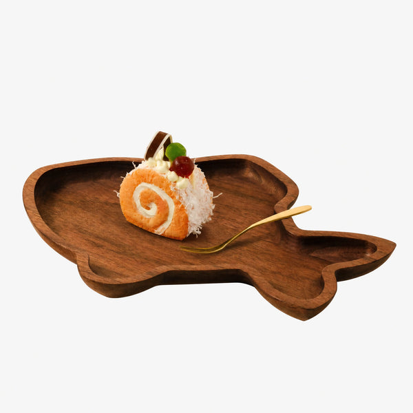 Assiette en noyer en forme de poisson | Plateau de service fait main | Cadeau idéal pour les amoureux des animaux