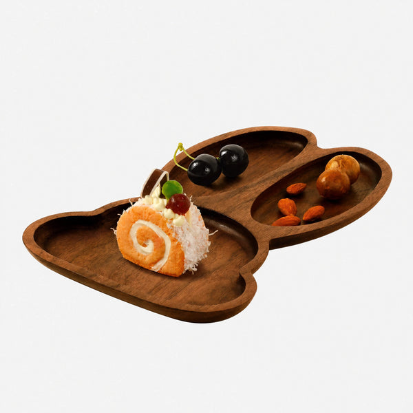 Assiette en noyer en forme de lapin | Plateau de service fait main | Cadeau idéal pour les amoureux des animaux